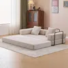 Streamdale Furniture Streamdale Convertible Floor Sofa Bed With Pillow & Armrest - Light Grey In Pink