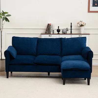 Streamdale Furniture Streamdale Convertible L-shaped Sofa With Storage - Blue