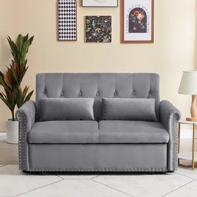 Streamdale Furniture Streamdale Convertible Loveseat Sleeper Sofa With Pillows In Gray