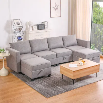 Streamdale Furniture Streamdale Convertible Modular Sectional Sofa Couch - Dark Grey