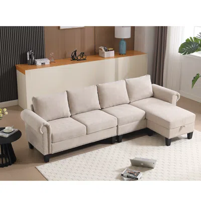 Streamdale Furniture Streamdale Convertible Sectional Sofa With Storage In Neutral