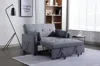 Streamdale Furniture Streamdale Convertible Sleeper Loveseat In Dark Grey Linen Fabric