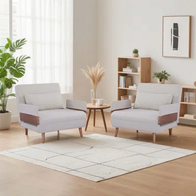 Streamdale Furniture Streamdale Convertible Sleeper Sofa Bed - Linen Fabric, Adjustable Backrest In White