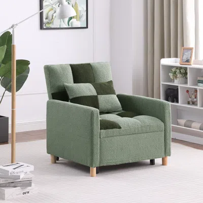 Streamdale Furniture Streamdale Convertible Sleeper Sofa Chair Bed With Pillow, Teddy Fabric