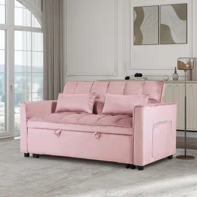 Streamdale Furniture Streamdale Convertible Sofa Bed, 3-in-1 Sleeper Couch With Pillows (pink)