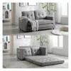 Streamdale Furniture Streamdale Convertible Sofa Bed Set In Gray & Beige Linen Fabric