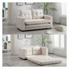 Streamdale Furniture Streamdale Convertible Sofa Bed Set In Gray & Beige Linen Fabric