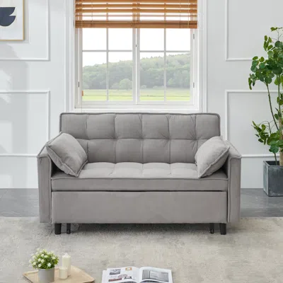 Streamdale Furniture Streamdale Convertible Sofa With Pull-out Bed, Light Grey