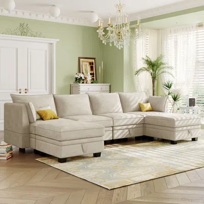 Streamdale Furniture Streamdale Convertible U-shape Sectional Sofa With Storage Seat