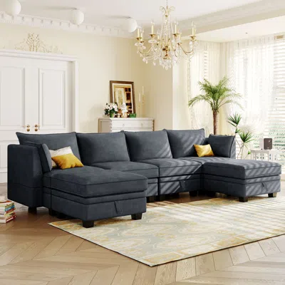 Streamdale Furniture Streamdale Convertible U-shape Sectional Sofa With Storage Seat