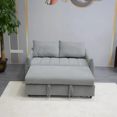Streamdale Furniture Streamdale Convertible Velvet Sleeper Sofa Bed, Light Gray