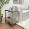 Streamdale Furniture Streamdale Corbeta Metal Frame Wood Living Room Chairside Table With Shelf, Aged Graphite