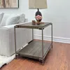 Streamdale Furniture Streamdale Corbeta Metal Frame Wood Living Room End Table With Shelf, Aged Graphite