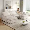 Streamdale Furniture Streamdale Corduroy 3-seater Cloud Couch With Footrests & Cushions