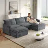 Streamdale Furniture Streamdale Corduroy 3-seater Cloud Couch With Footrests & Cushions