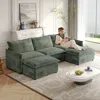 Streamdale Furniture Streamdale Corduroy 3-seater Cloud Couch With Footrests & Cushions