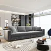 Streamdale Furniture Streamdale Corduroy 4-seat Sofa, Modern Comfy Cloud Couch With Soft Pillows, Grey In Gray