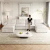 Streamdale Furniture Streamdale Corduroy 4-seater Cloud Couch With Footrests & Cushions