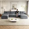 Streamdale Furniture Streamdale Corduroy 4-seater Cloud Couch With Footrests & Cushions