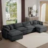 Streamdale Furniture Streamdale Corduroy 4-seater Sofa With 3 Footstools & Pillows