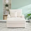 Streamdale Furniture Streamdale Corduroy Armchair & Ottoman Set With Cup Holder