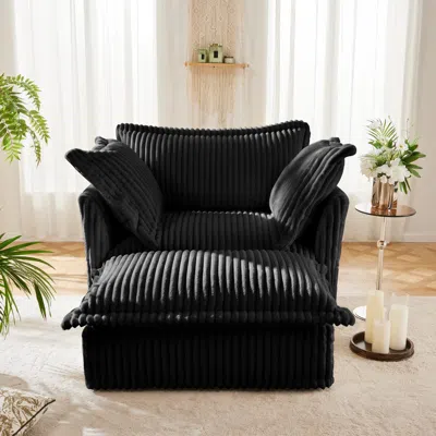Streamdale Furniture Streamdale Corduroy Armchair Set With Ottoman