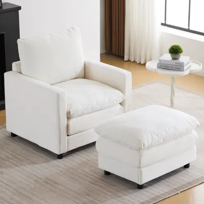 Streamdale Furniture Streamdale Corduroy Armchair With Ottoman & Sleeper