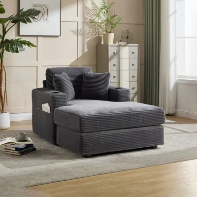 Streamdale Furniture Streamdale Corduroy Chaise Lounge Sofa, Detachable Cushions, 3 Colours