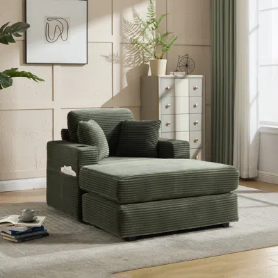 Streamdale Furniture Streamdale Corduroy Chaise Lounge Sofa, Detachable Cushions, 3 Colours