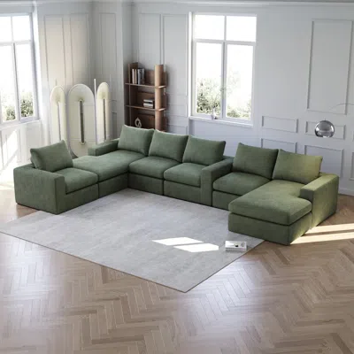 Streamdale Furniture Streamdale Corduroy Cloud Sectional Sofa With Chaise & 3 Pillows