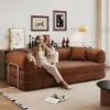 Streamdale Furniture Streamdale Corduroy Compression Sofa Bed With Pillow Back Support, Brown