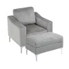 Streamdale Furniture Streamdale Corduroy Convertible Sectional Sofa With Ottoman - Gray