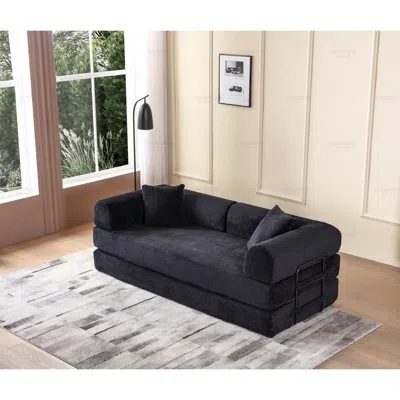 Streamdale Furniture Streamdale Corduroy Convertible Sleeper Sofa Bed - Black