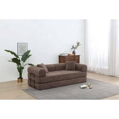 Streamdale Furniture Streamdale Corduroy Convertible Sleeper Sofa Bed - Brown