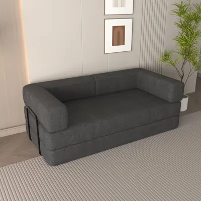 Streamdale Furniture Streamdale Corduroy Convertible Sleeper Sofa Bed With Pillow (grey) In Gray