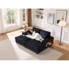 Streamdale Furniture Streamdale Corduroy Convertible Sofa Bed - Black In Blue