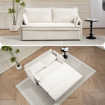 Streamdale Furniture Streamdale Corduroy Convertible Sofa Bed With Usb Ports & Side Storage In Multi