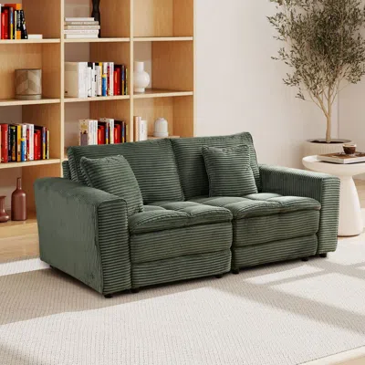 Streamdale Furniture Streamdale Corduroy Couch With Detachable Cushions & 2 Pillows
