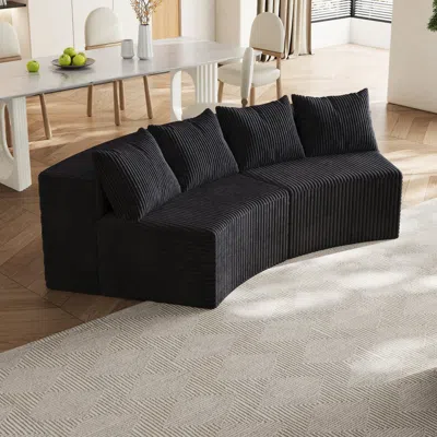 Streamdale Furniture Streamdale Corduroy Curved Sectional Sofa With Pillows