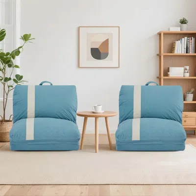 Streamdale Furniture Streamdale Corduroy Floor Sofa Bed - Adjustable, Foldable, Space-saving In Blue