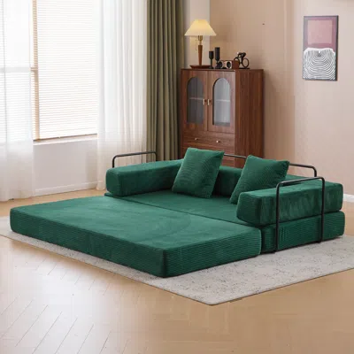Streamdale Furniture Streamdale Corduroy Floor Sofa Bed - Dark Green