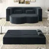 Streamdale Furniture Streamdale Corduroy Foam Sleeper Sofa Bed With Pillows - Dark Grey In Blue