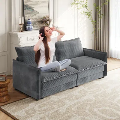 Streamdale Furniture Streamdale Corduroy Loveseat Sofa With Pillows