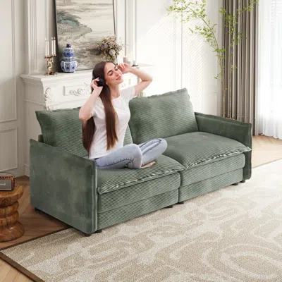 Streamdale Furniture Streamdale Corduroy Loveseat Sofa With Pillows