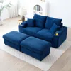 Streamdale Furniture Streamdale Corduroy Loveseat With Ottomans, Comfy Deep Sofa, 5 Colors