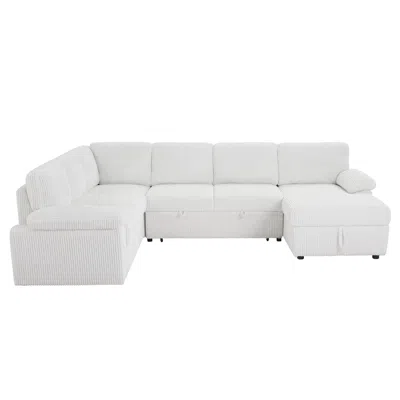 Streamdale Furniture Streamdale Corduroy Modular Sleeper Sofa For Home & Office