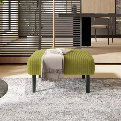 Streamdale Furniture Streamdale Corduroy Ottoman Footstool With Legs In Green
