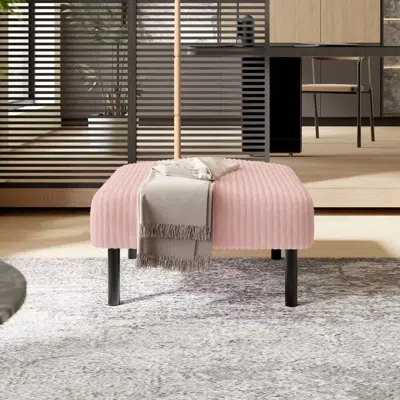 Streamdale Furniture Streamdale Corduroy Ottoman Footstool With Legs In Pink