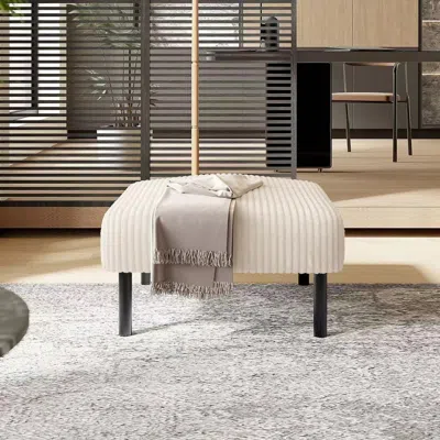 Streamdale Furniture Streamdale Corduroy Ottoman Footstool With Legs In Black