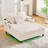 Streamdale Furniture Streamdale Corduroy Oversized Recliner Sofa W/ Usb, Led, Cup Holder